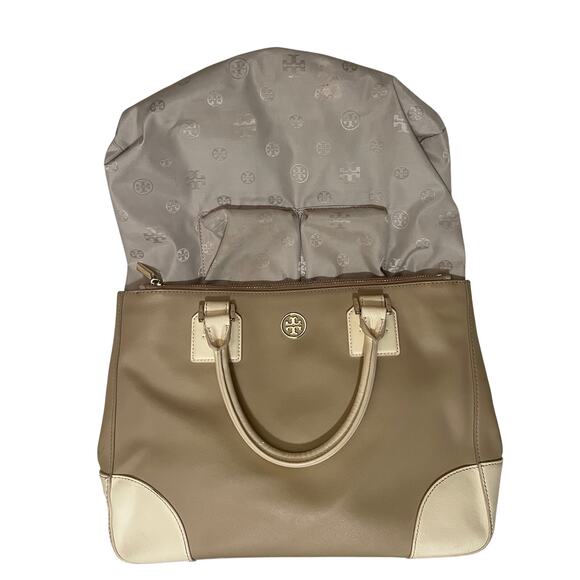 Tory Burch Robinson Double Zip Tote, Rare Color | Oatmeal Ivory Saffiano Leather - Picture 11 of 15